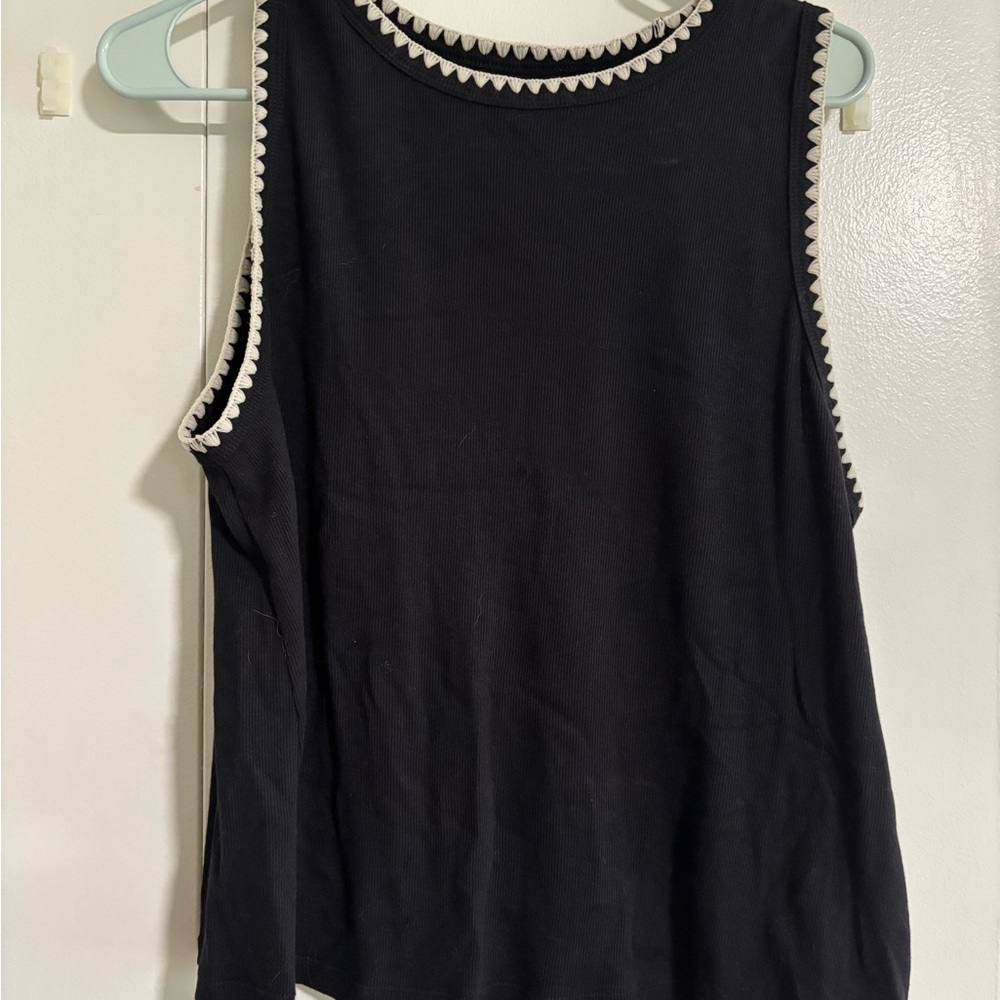 Old Navy Black Tank Top with White Accents